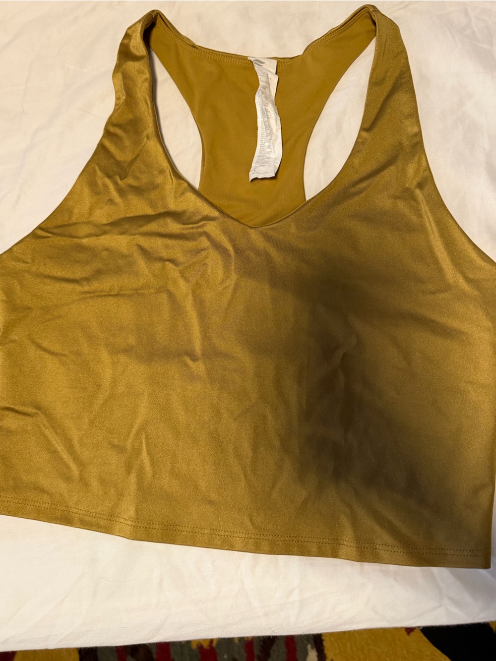 Women’s Crop Top Athletic Scoop Neck Tank Top - Mustard/Gold